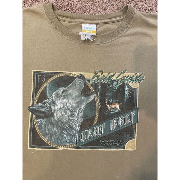 Vintage Rare Grey Wolf Nature Animal Shirt Santee L Howling - Picture 2 of 5